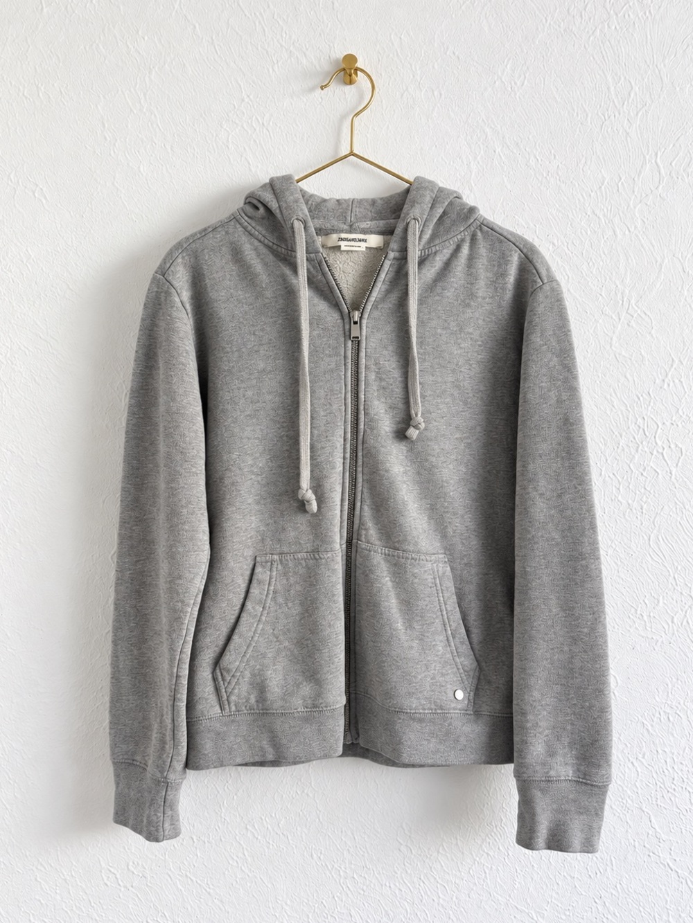 Zadig & Voltaire Amour Graphic Zip Hoodie Jacket Gray Small